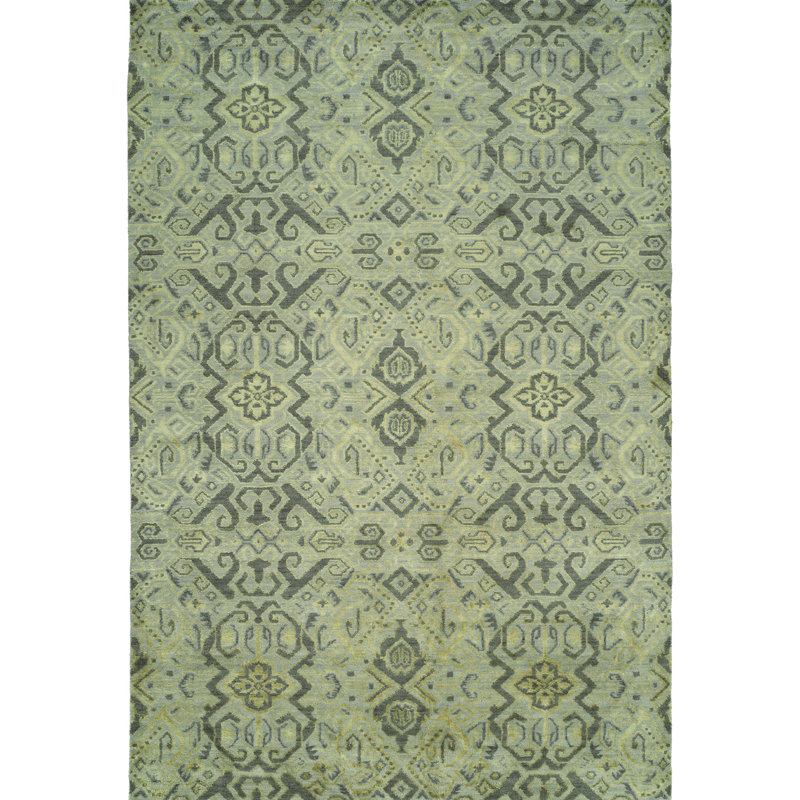 Ikat Area Rug in Green, Runner 2'6" x 10'