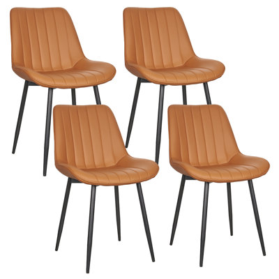 Ensemble de 4 chaises de salle à manger modernes, 4 chaises de cuisine en similicuir rembourrées avec pieds en métal et dossier haut, chaises d'appoint contemporaines pour la salle à manger