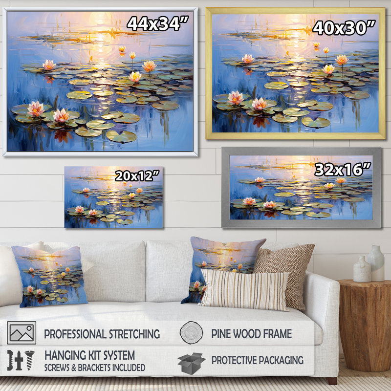 «Monets Water Lily Pond Reflections 4 - Lake», art mural, Cadre flottant brun, H 12 po x l 20 po x P 1 po