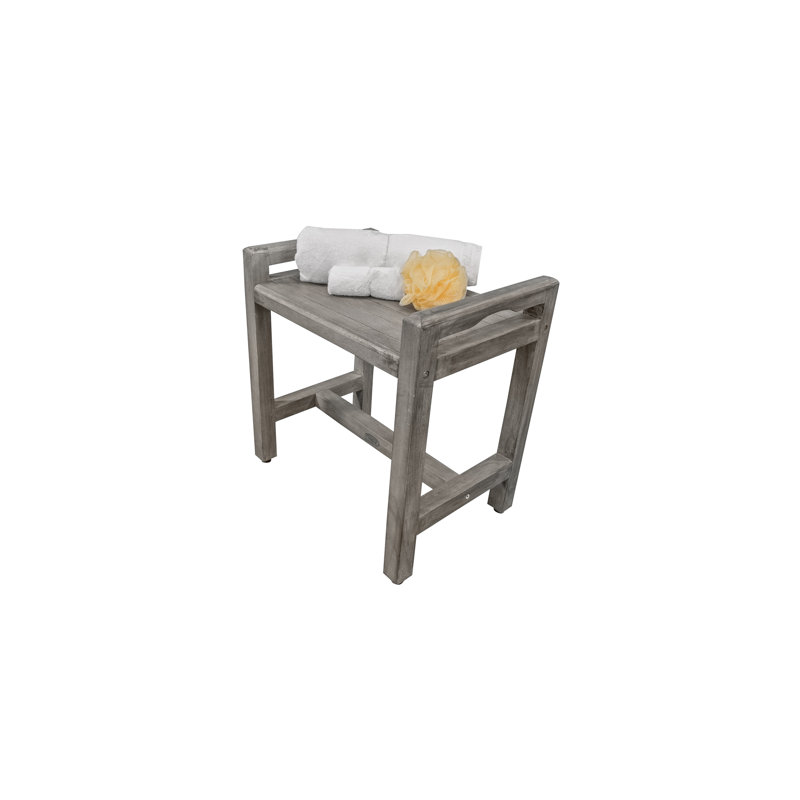 Antique Grey Teak Shower Bench with LiftAide Arms