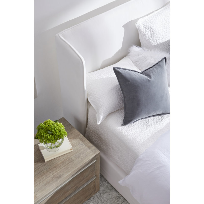 Peyton-Pearl Transitional Wingback California King Bed with Oak Frame