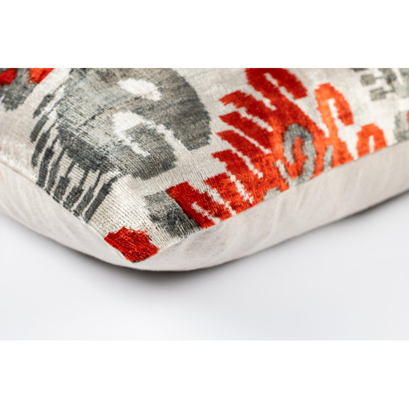 Silk Lumbar Rectangular Pillow Cover & Insert, Gray/Orange/Geometric/Floral