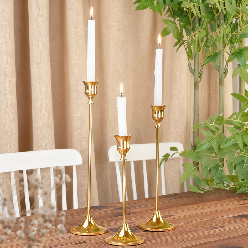 Solid Aluminum Alloy Taper Candle Holders Set - Vintage Candelabra Centerpiece With Non-Slip Base For Elegant Home And Event Decor