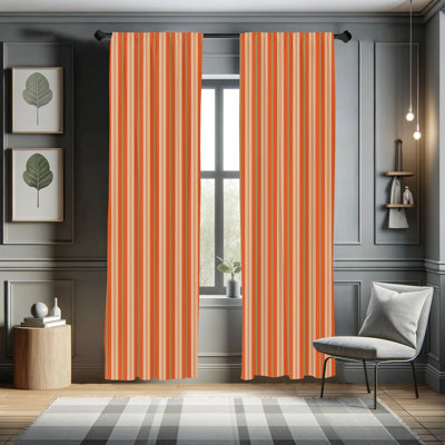Striped Semi-Sheer Rod Pocket Curtain Panels