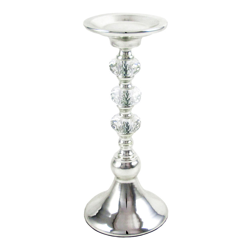 Bougeoir de table en cristal, Argent, H 11,25 po x l 5 po x P 5 po
