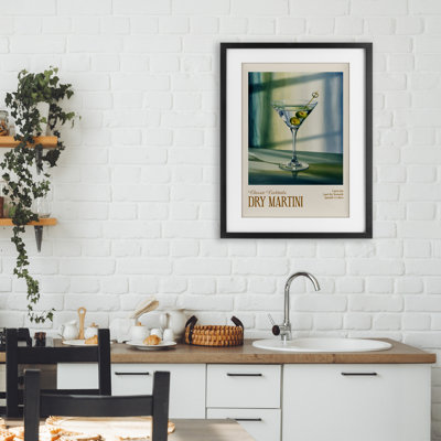 Dry Martini on Surface Framed Print Under Glass, design by Andreas Magnusson