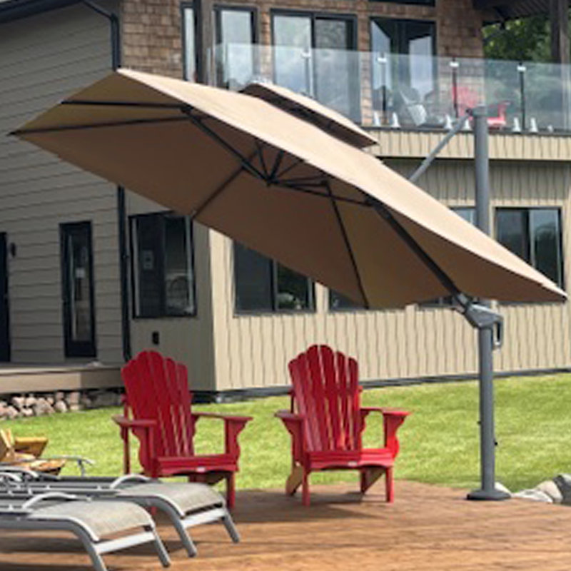 Parasol en porte-à-faux carré en tissu de 10 pi Kristy Kristy, Taupe