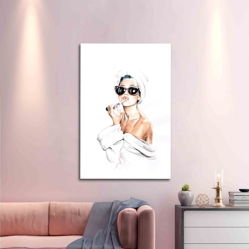 Art mural en verre Audrey Hepburn, H 28,3 po x l 18,1 po