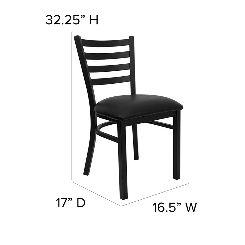 Kendall Commercial Grade Modern Ladder Back Metal Restaurant Chair by Flash Furniture, Black, Black