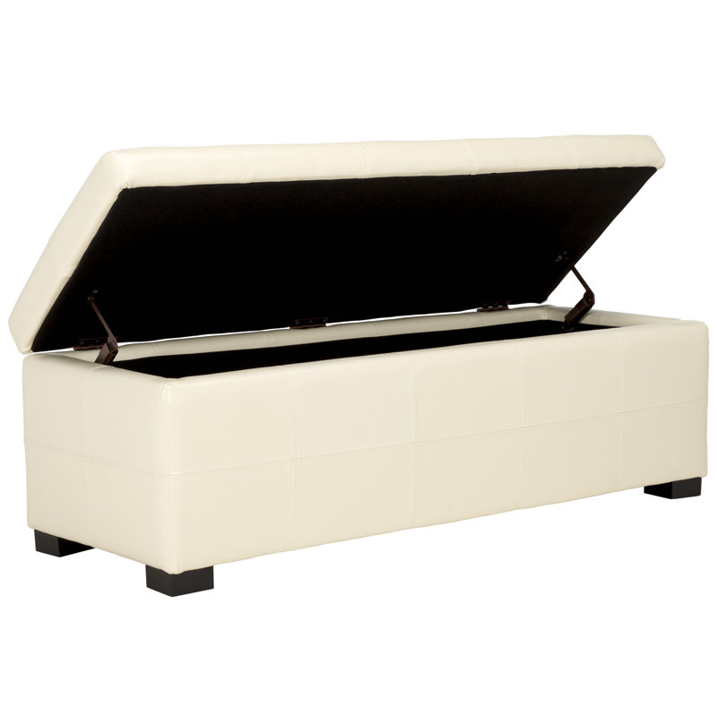 Banc de rangement Alescia, Similicuir crème, 46,9 po x 18,3 po x 16,7 po