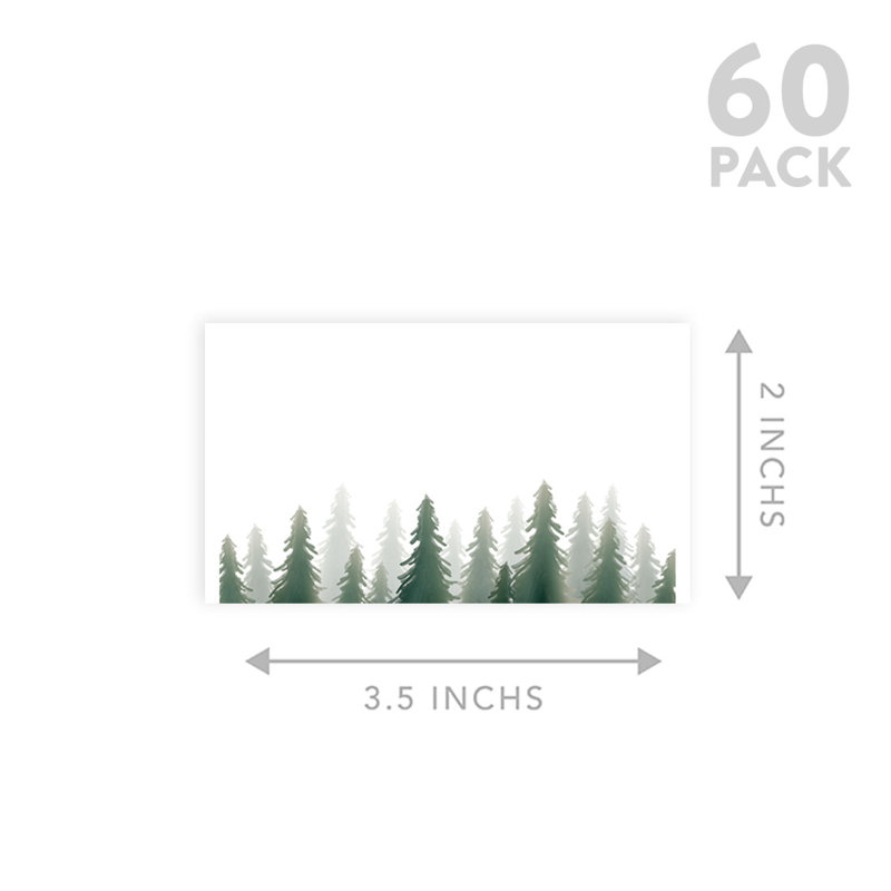 Cartes de place pour table de mariage, places assises et supports pour aquarelle, arbres de pin, forêt, paquet de 60