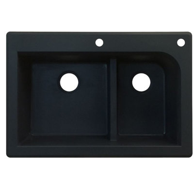Radius 33'' L Double Bowl Granite Kitchen Sink