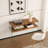 2 Tier Console Table With Mdf Top- Modern Living Room Center Table With Glass Legs, Tempered Glass & Storage Shelf (43.3x13.8x29.5)
