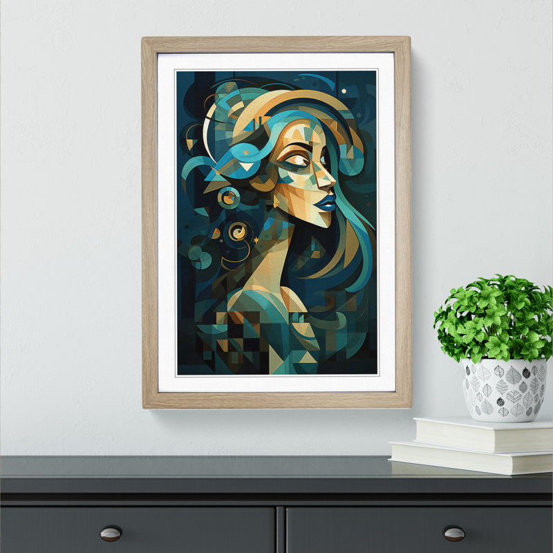 Single Picture Frame Wall Art, 64cm H x 46cm W, Oak Framed