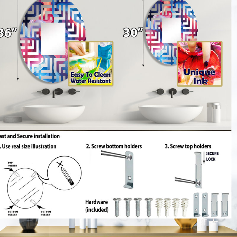 Miroir décoratif rose mystique Aura Symphony Waves I - ovale, L 24 po x H 36 po