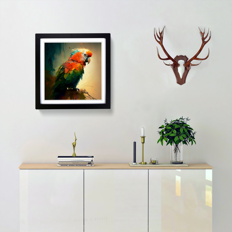Parrot Expressionism - Framed Print, Black