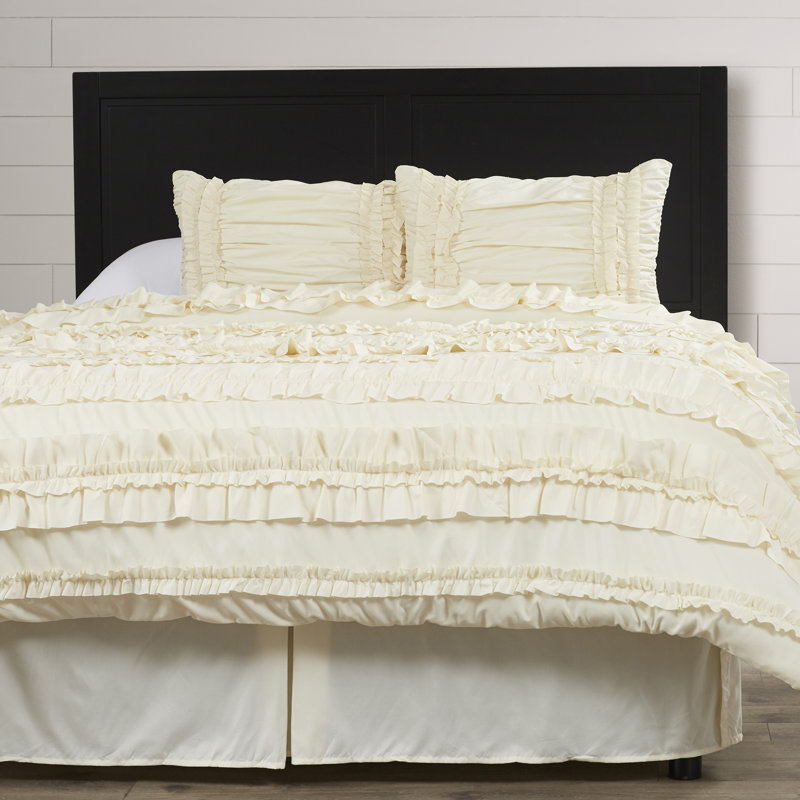 Ensemble d'édredon traditionnel en microfibre Belle, Édredon pour lit double / grand lit + 3 pièces s, Ivoire