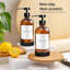 Ensemble de distributeur de savon en verre Amber - Ensemble de distributeur de savon de cuisine avec pompe en acier inoxydable - Distributeur de savon à vaisselle et de savon à main 16 oz