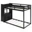 Lit superposé simple au-dessus de simple avec commode éclairée, support suspendu et tiroirs de rangement-707129547