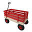 Chariot de chariot rouge en bois avec poignée pliante, chariot tout-terrain robuste pour enfants, pour l'extérieur, le jardin, le camping et la plage - chariot utilitaire à tirer classique