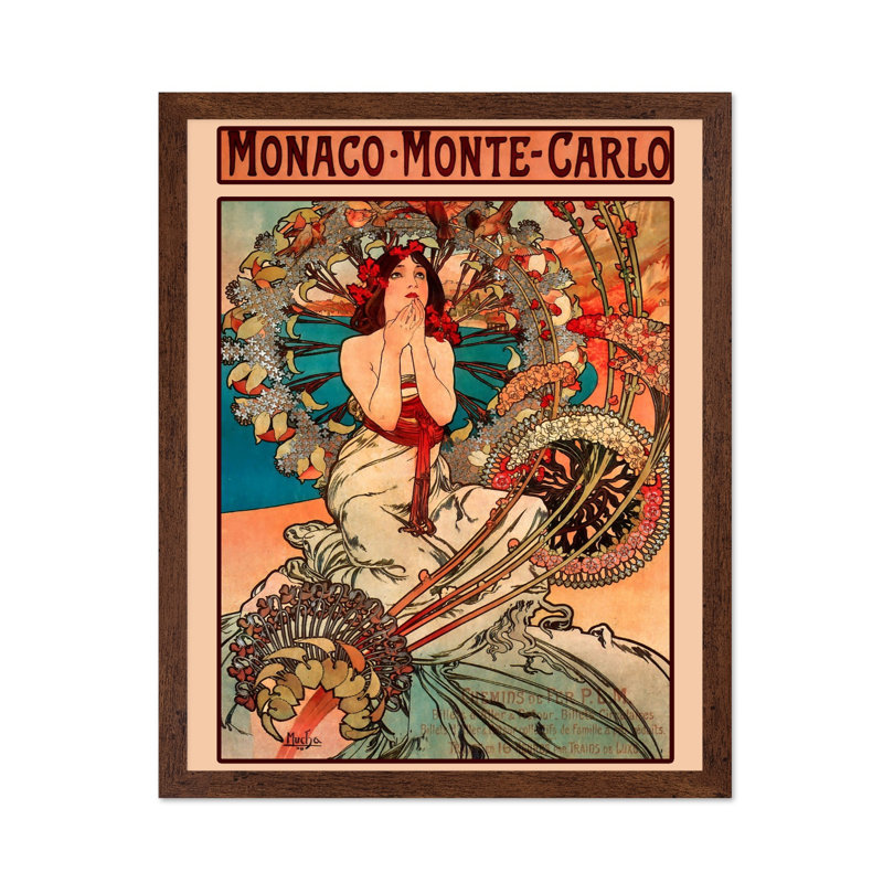 Monaco Monte Carlo No2, H 08 po x l 10 po, Affiche, Encadrement brun