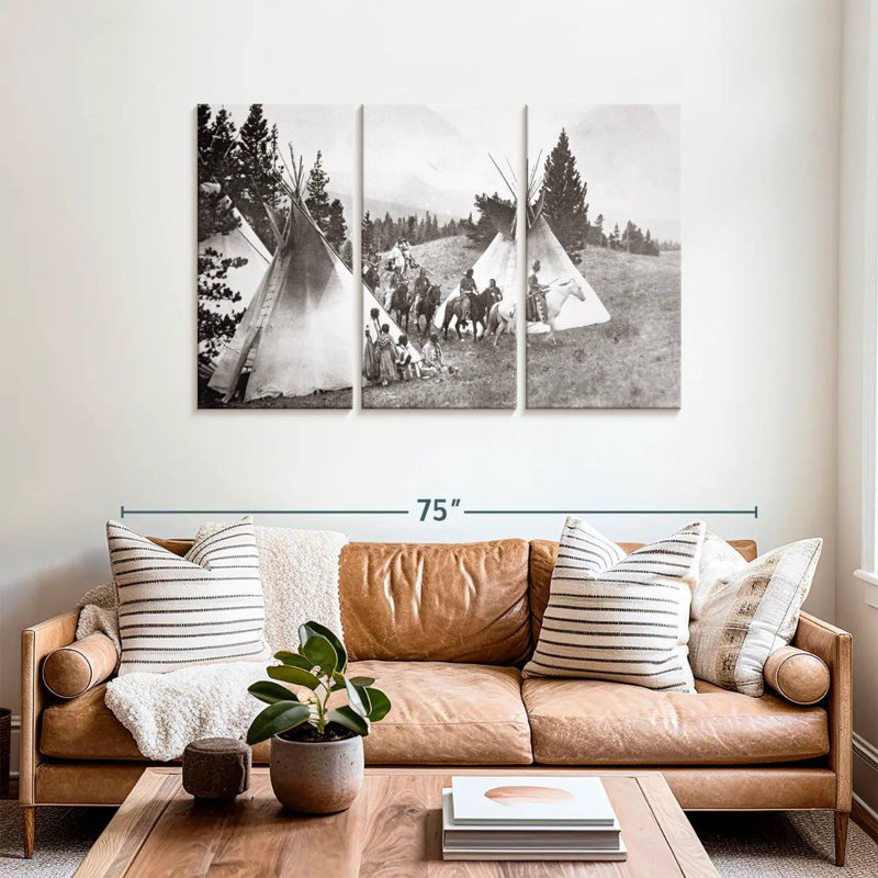 Native American Teepee Camp Montana, 36" H x 57" W