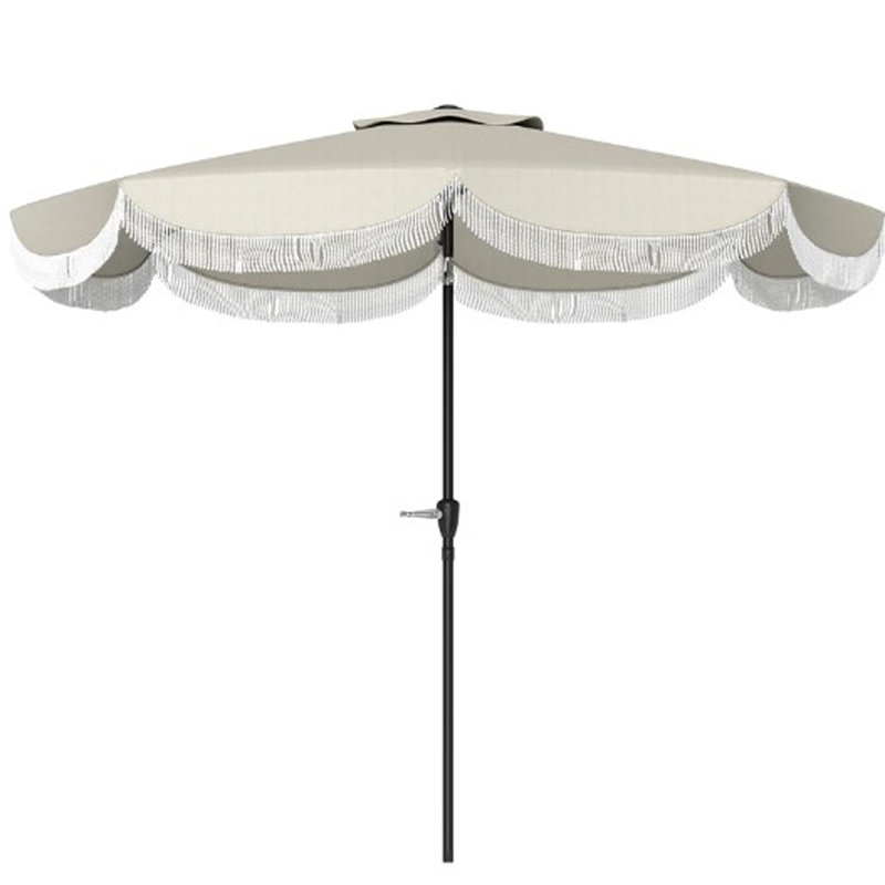 Parasol ventilé pour table de patio, parasol d'extérieur, avec manivelle, 8 nervures, inclinaison à bouton-poussoir