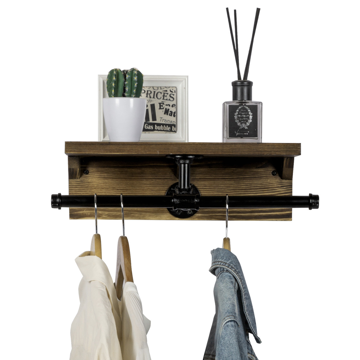 Rebrilliant Mellman Solid Wood/Metal Adjustable Wall Mounted