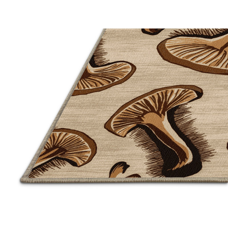 Washable Maitake Mushroom Vegetables Area Rug, Rectangle 5' x 8'
