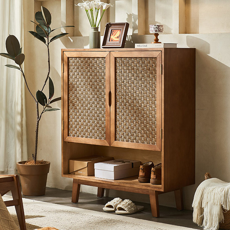 Modern Walnut Solid Wood Shoe Storage