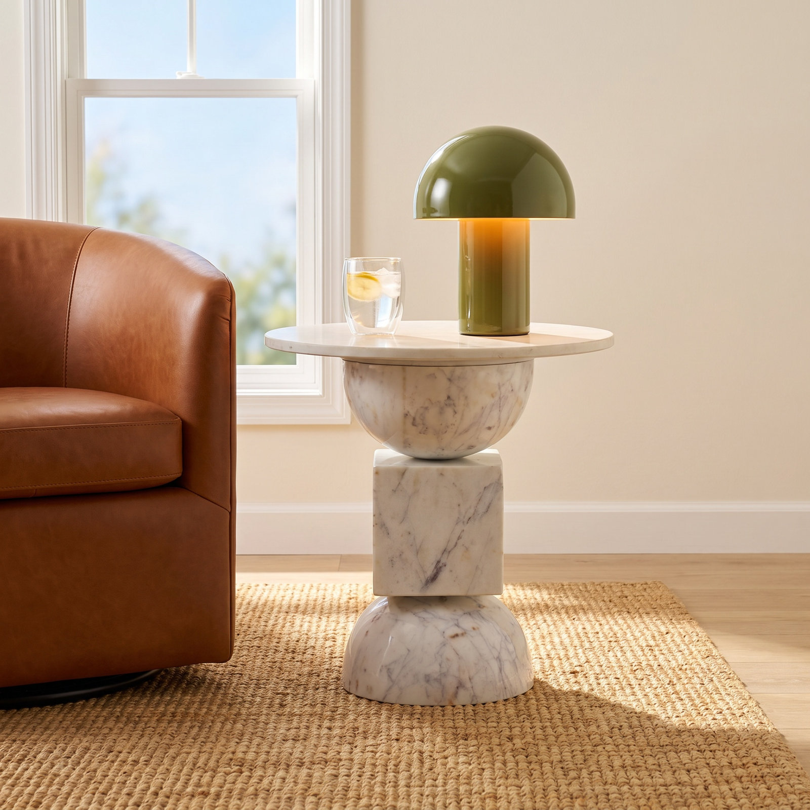 Zed End Table, Polished White