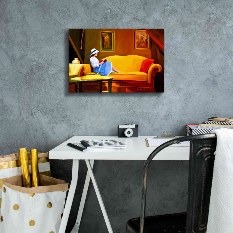 «Lady Reading 1» par Ata Alishahi, H 12 po x l 18 po x P 0,75 po