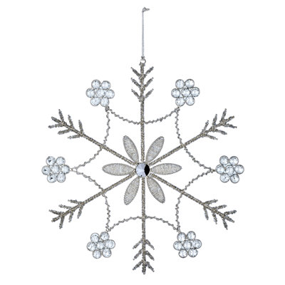 14.5" Beaded W/Jewel Snowflake