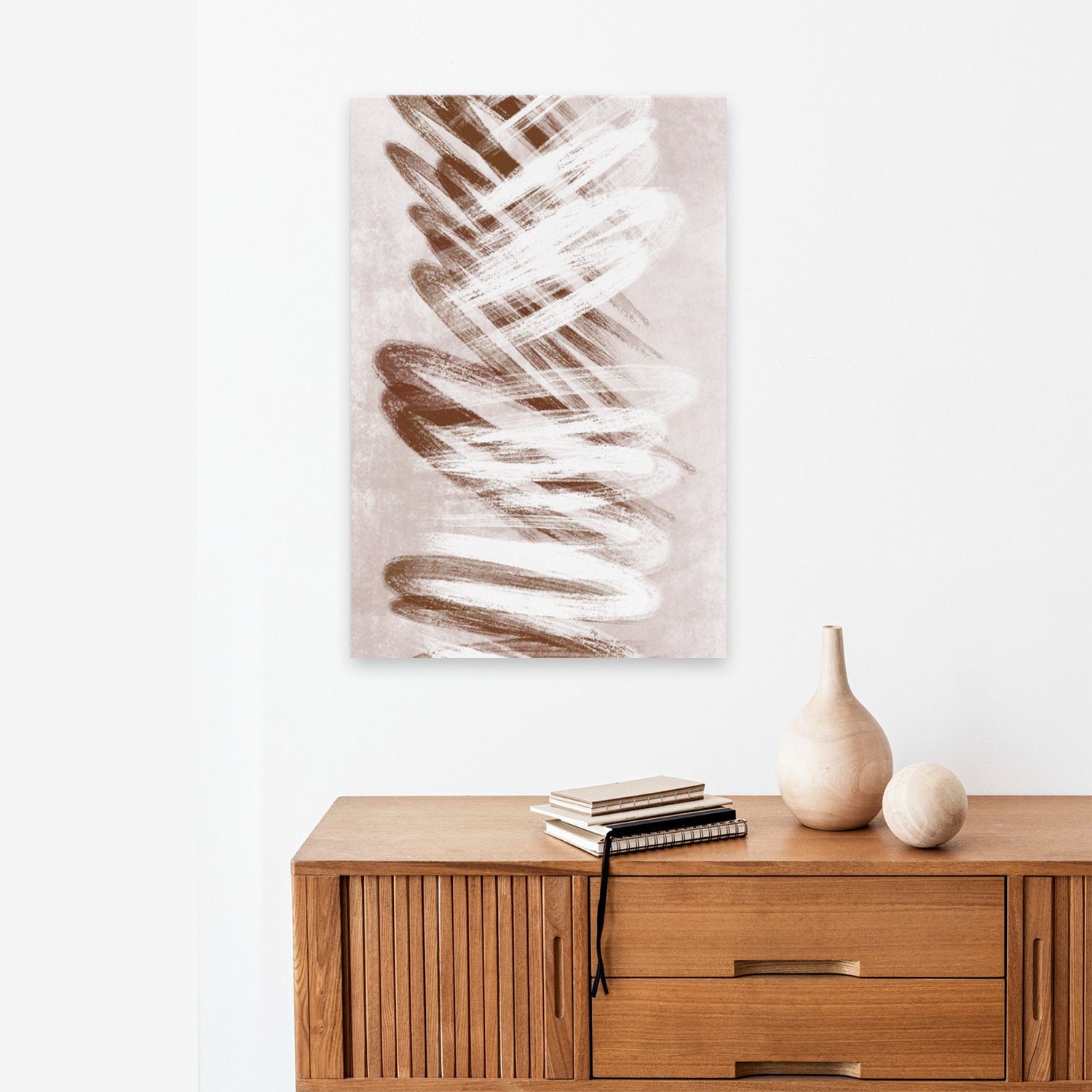 Latitude Run® Mocha Waves I - Abstract Expressionism Brushstrokes ...