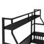 Lit de plancher pleine grandeur en métal pour jeunes avec clôture, bureau et rangement, noir-1218126393-1218126392