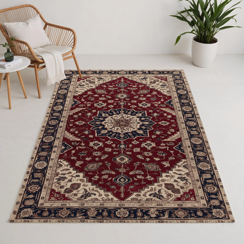Persian Red Indoor and Outdoor Area Rug, Rectangle 3' x 5'