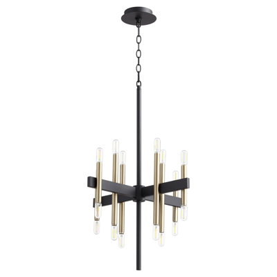 LUXE 16 Light chandelier- Black/Aged Brass
