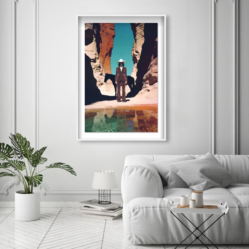 Cowgirl's Surreal Print by Oliver Gal, 37.5"H x 55.5"W, White Shadowbox