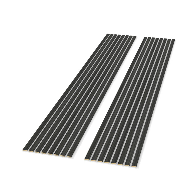 Panneaux muraux en bois à lattes 106 po x 12,6 po | Design moderne, insonorisant et écologique, Noir / blanc