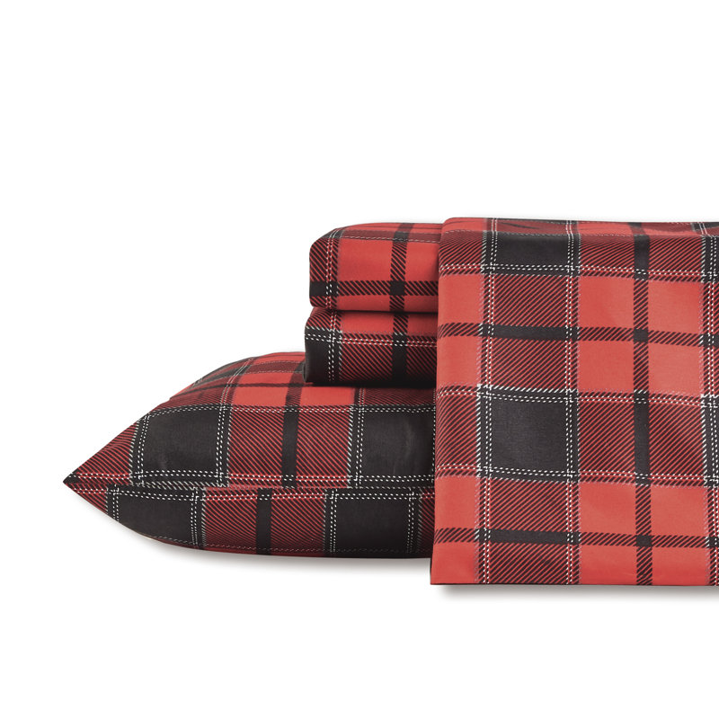 Microfiber Plaid Sheet Set, Full/Double