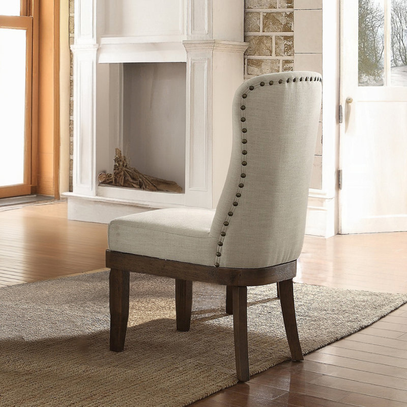 Chaise d'appoint l 20,4 po (ensemble de 2), lin beige et brun récupéré