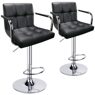 Square Back With Armrest Adjustable 32.5" Bar Stool