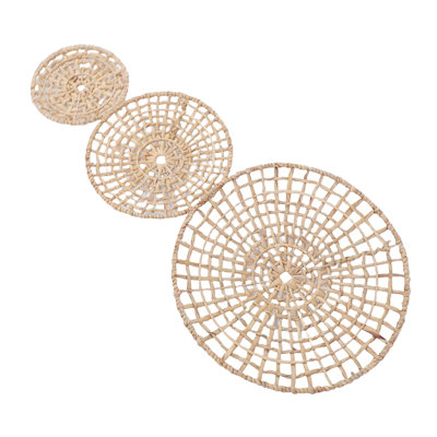 Wall Basket Decor 50cm 35cm 25cm Diameter 3D Design Handmade Round Rattan Woven Ornament for Home