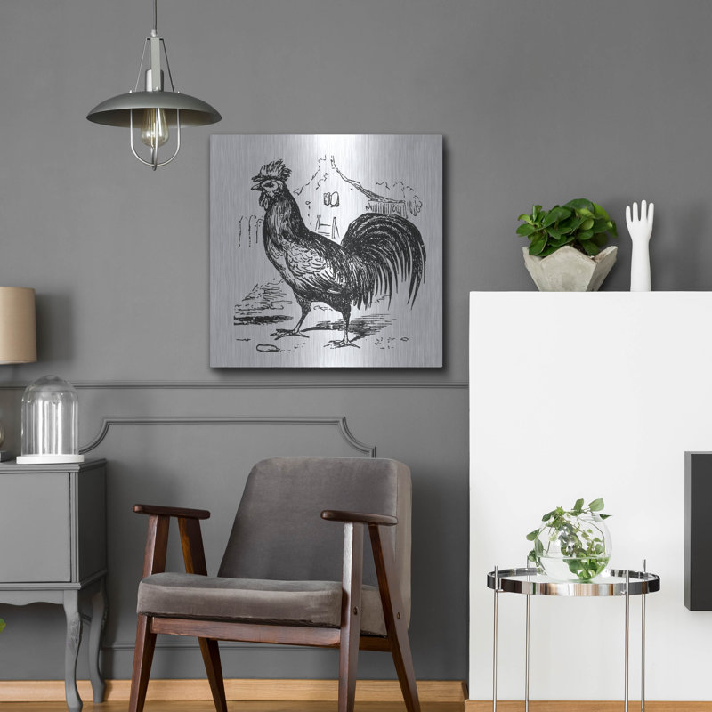 August Grove® «R mobile Rooster» par Art Licensing Studio, art mural en métal, H 24 po x l 24 po