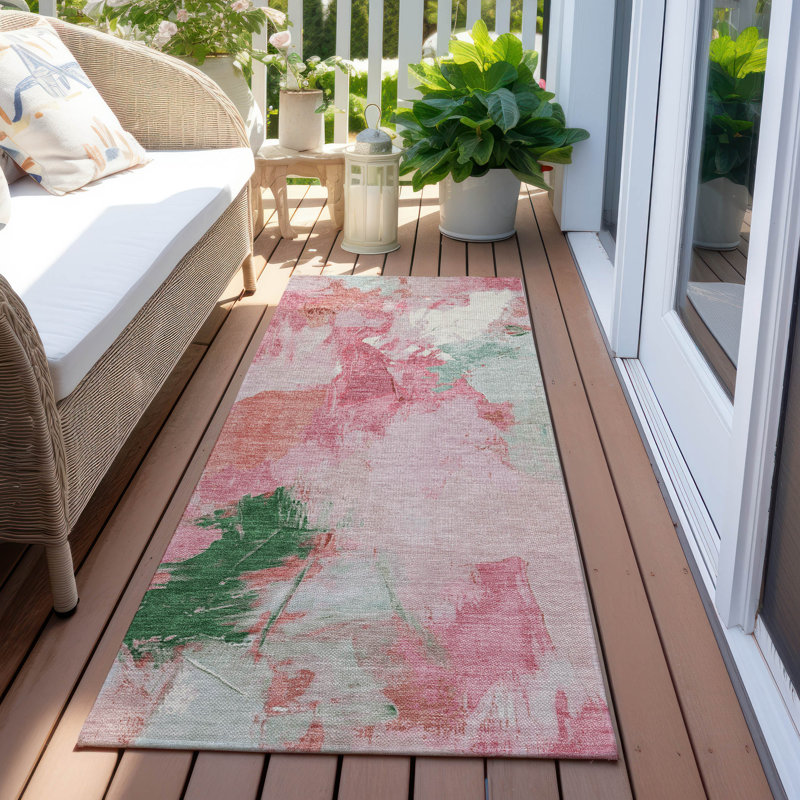 Machine Washable Indoor/Outdoor Xhevrie Blush Rug, Runner 2'3" x 7'6"