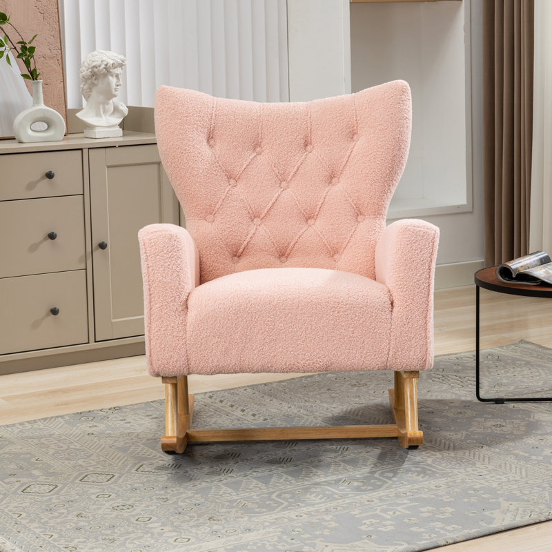 Chaise berçante Kristy, Rose, Boucle