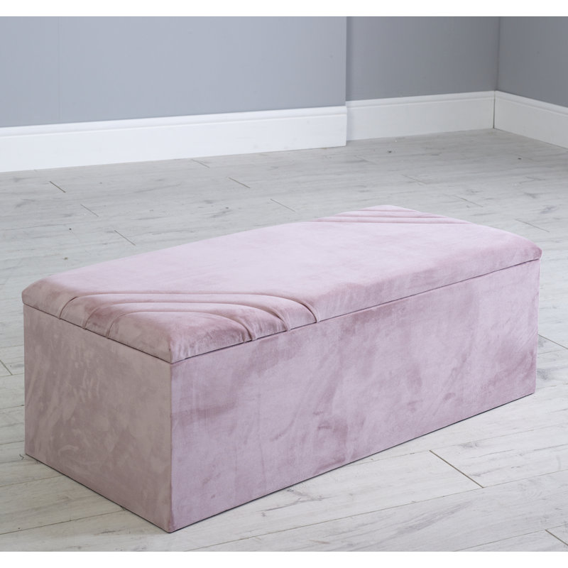 Sharonville 102cm Wide Velvet Rectangle Solid Colour Ottoman with Storage, Black