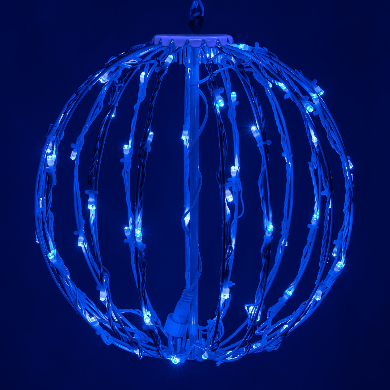Fold-Flat LED Metal Sphere Light, 12" H x 12" W x 12" D, Blue