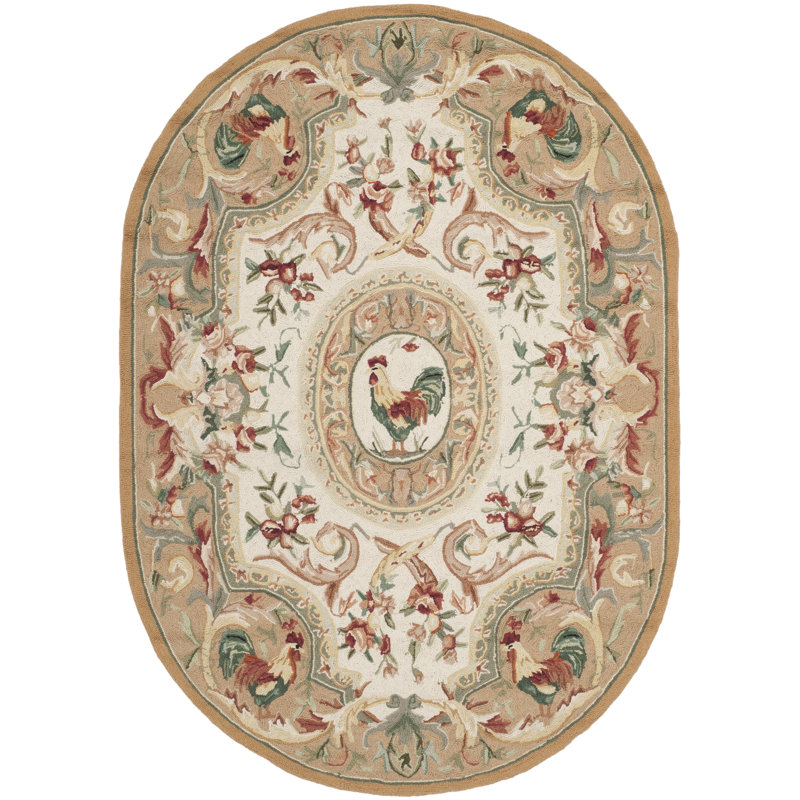 Chelsea Hand Hooked Wool Pile Rug, Oval 4'6" x 6'6"