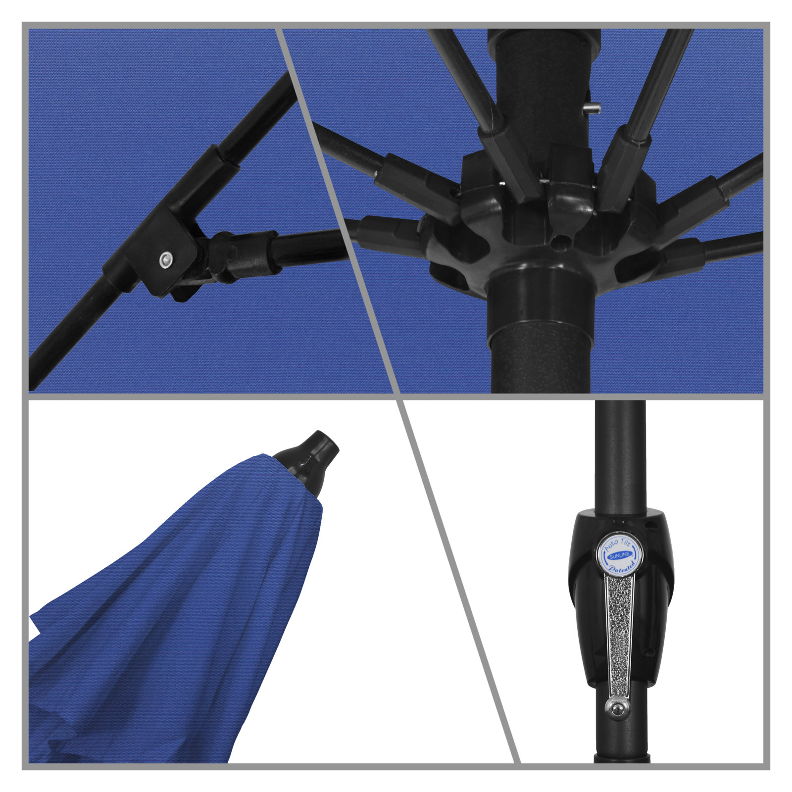 Gino 7.5' Market Sunbrella Umbrella, Canvas Trueblue Sunbrella® Canvas